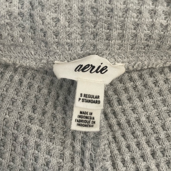 Aerie Waffle Super High-Waisted Grey Flare Pant - Picture 2 of 2